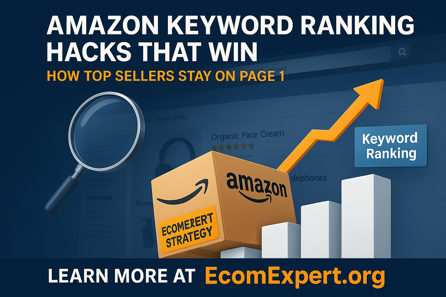 Amazon keyword ranking infographic with top SEO tips to boost product visibility, click-through rates, and sales in 2025