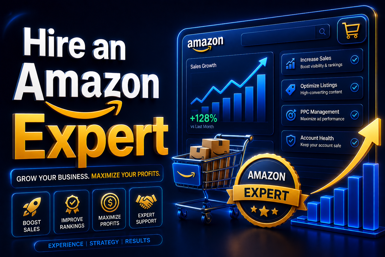 Hire an Amazon expert with ecommerce growth dashboard