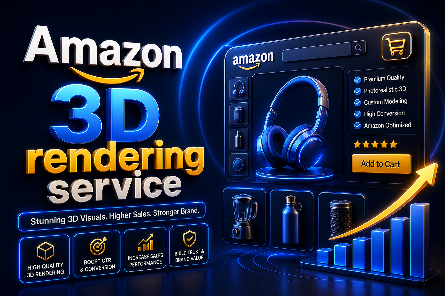 Amazon 3D rendering service with product visualization dashboard