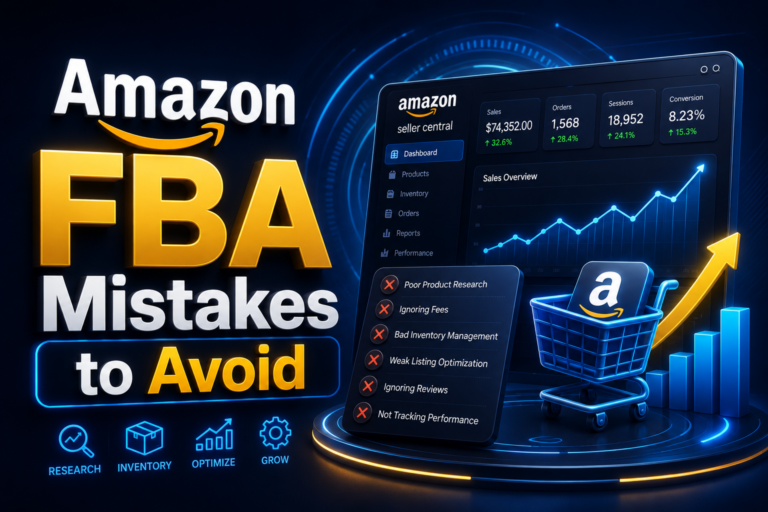 Amazon FBA mistakes to avoid — seller reviewing account dashboard